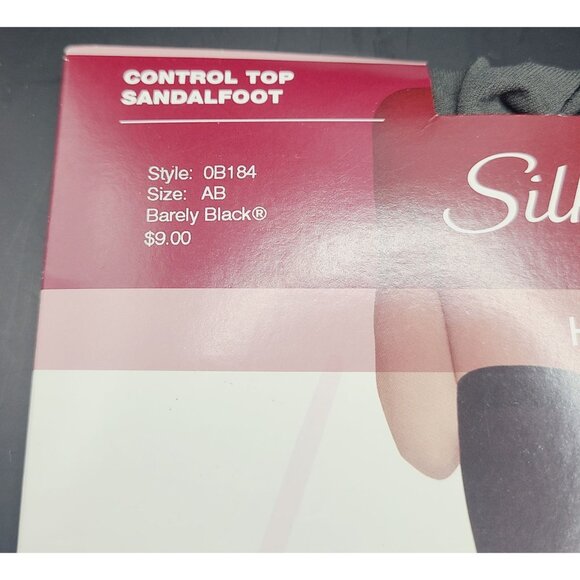 Hanes Silk Reflections High Waist Control Top Pantyhose A/B Barely Black NOS - Picture 3 of 6
